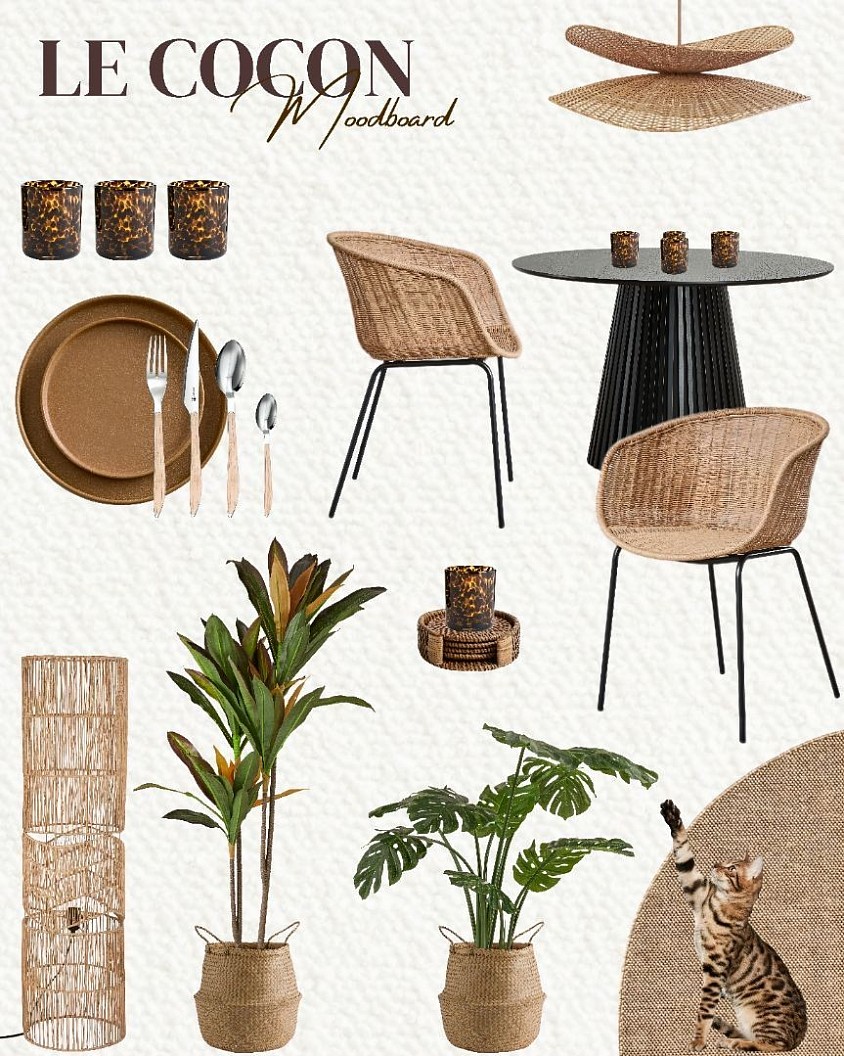 Moodboard salle à manger Le Cocon Planche d'ambiance salle à manger